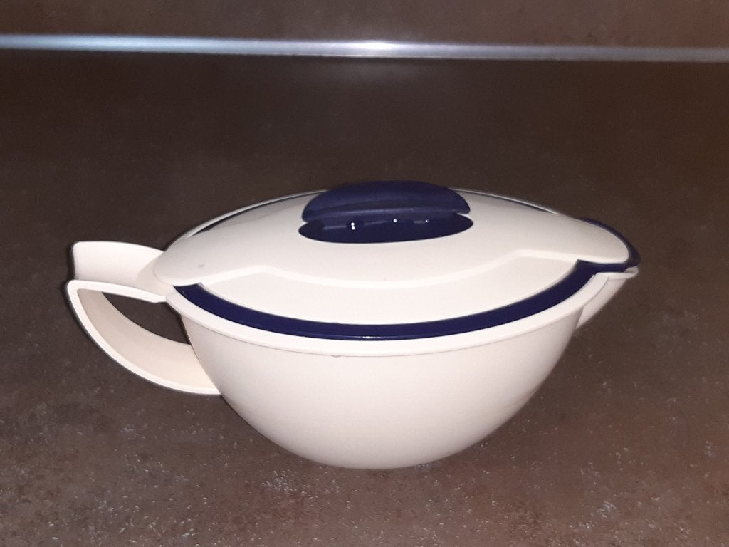 Tupperware iso duo warmhoud jus/saus kom uitmuntend, Ophalen of Verzenden, Zo goed als nieuw, Bak of Kom