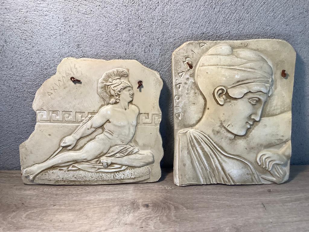 Vintage Grieks bas relief wanddecoratie plaquette, Ophalen of Verzenden