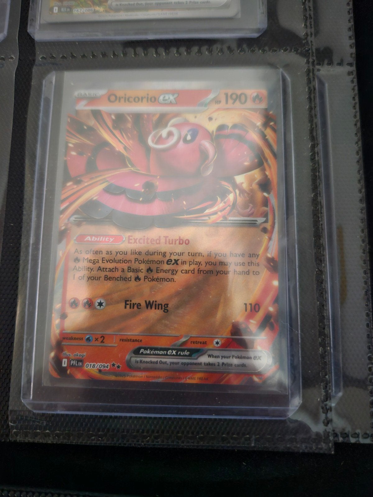 Pokemon Oricorio ex 018/094 Phantasmal Flames, Ophalen of Verzenden, Zo goed als nieuw, Losse kaart, Foil