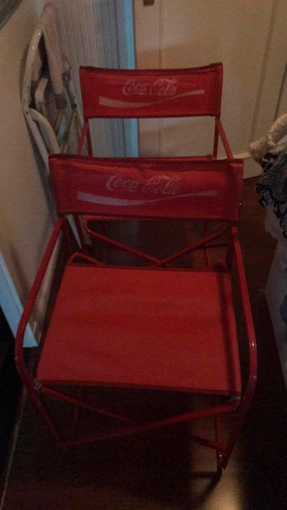 2 coca cola stoeltjes regisseur uit de jaren 80, Huis en Inrichting, Ophalen, Gebruikt, Rood, Twee