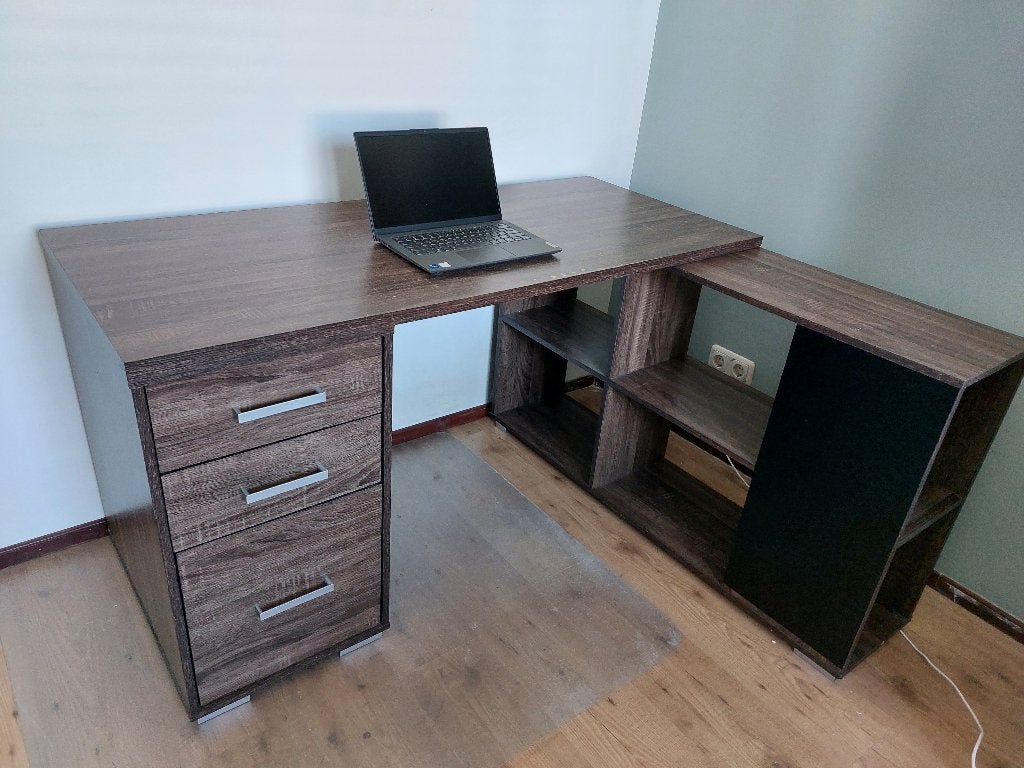hoekbureau donker bruin, Ophalen, Demontabel, Hoekbureau, Bruin
