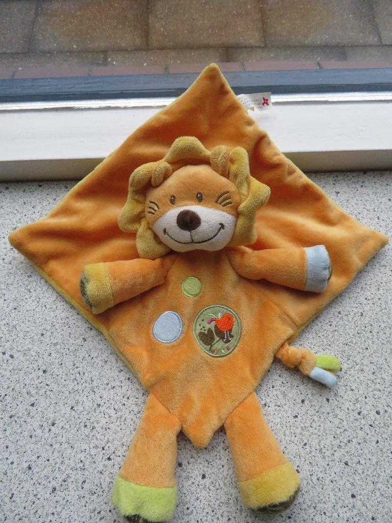 Knuffeldoek leeuw of leeuwtje met bungelpootjes merk Nicotoy, Oranje, Overige typen, Ophalen of Verzenden, Zo goed als nieuw