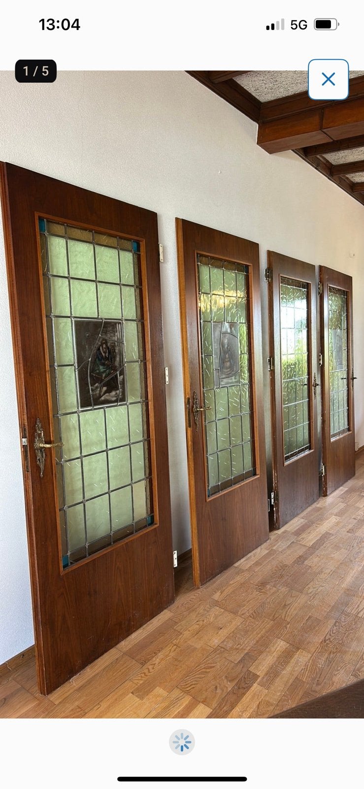 Gratis afhalen: 4 houten glas in lood deuren, Ophalen, Gebruikt