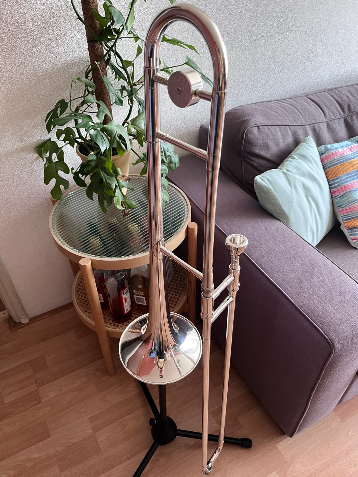 Antoine Courtois Gaudet trombone - verzilverd, Muziek en Instrumenten, Ophalen, Gebruikt, Tenor, Met koffer