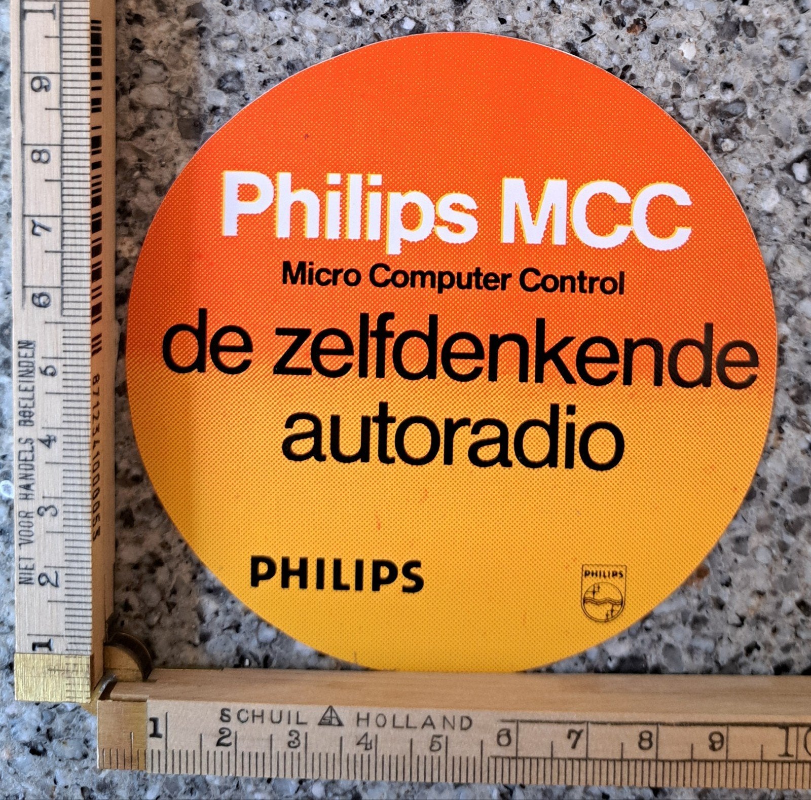 Vintage sticker Philips MCC de zelfdenkende autoradio, Ophalen of Verzenden, Zo goed als nieuw