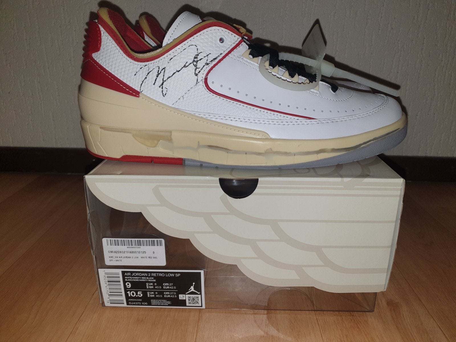 Jordan 2 Retro Low SP Off-White White Red US 9 Maat 42.5, Kleding | Heren, Schoenen, Ophalen, Wit, Nieuw, Sneakers of Gympen