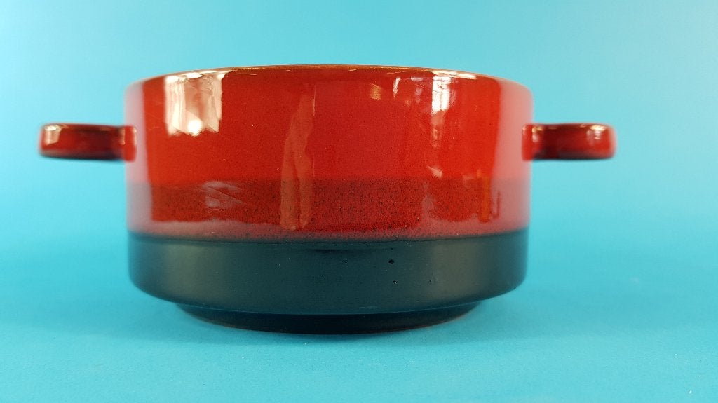Vintage soepkom, lijkt op 't Vuur, rood/zwart, gaaf. 7A3, Ophalen of Verzenden