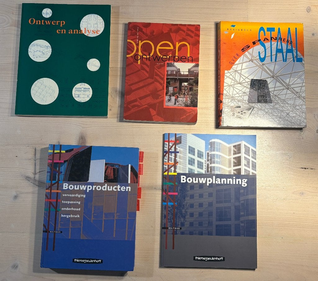 Mooi pakket bouwkunde studieboeken (5-delig) - TU/e basis, Diverse auteurs, Ophalen of Verzenden, Beta, WO
