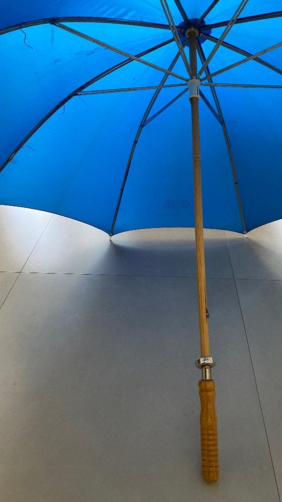 Blauwe paraplu met houten handvat, Sieraden, Tassen en Uiterlijk, Paraplu's, Ophalen of Verzenden, Zo goed als nieuw, Blauw