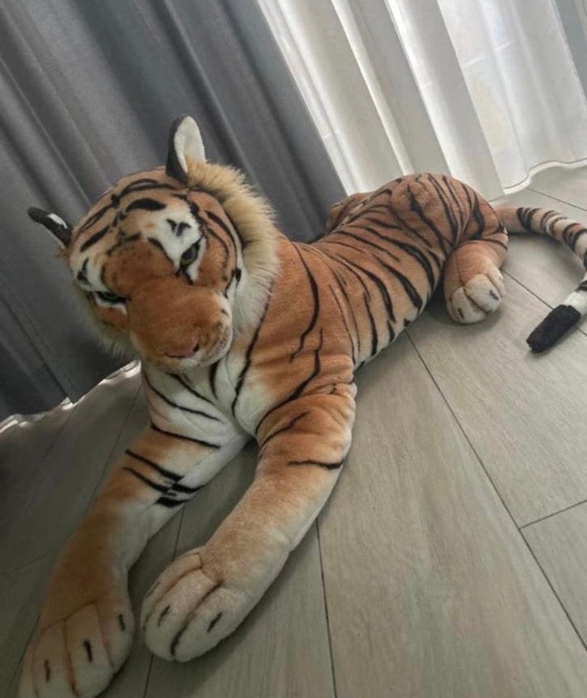 Grote, realistische tijger knuffel, Oranje, Gebruikt, Ophalen of Verzenden, Groot (groter dan 80 cm)