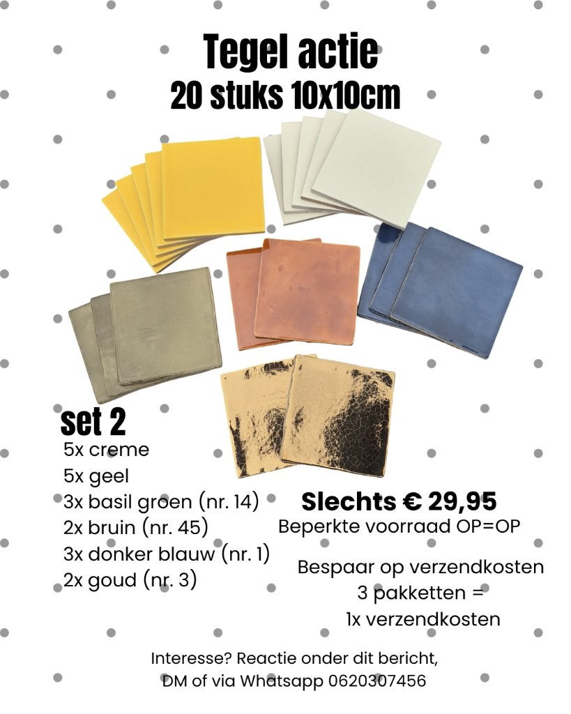Tegel Actie 20 Keramische Tegeltjes 10x10 cm set 2, Handgemaakt, Nieuw, Meerkleurig, Ophalen of Verzenden