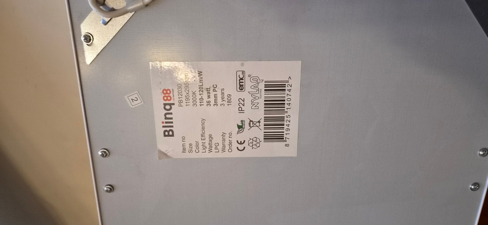 Blingq88 LED Paneel 1195x295mm - 36W - Wit, Ophalen, Wit, Overige merken, Gebruikt