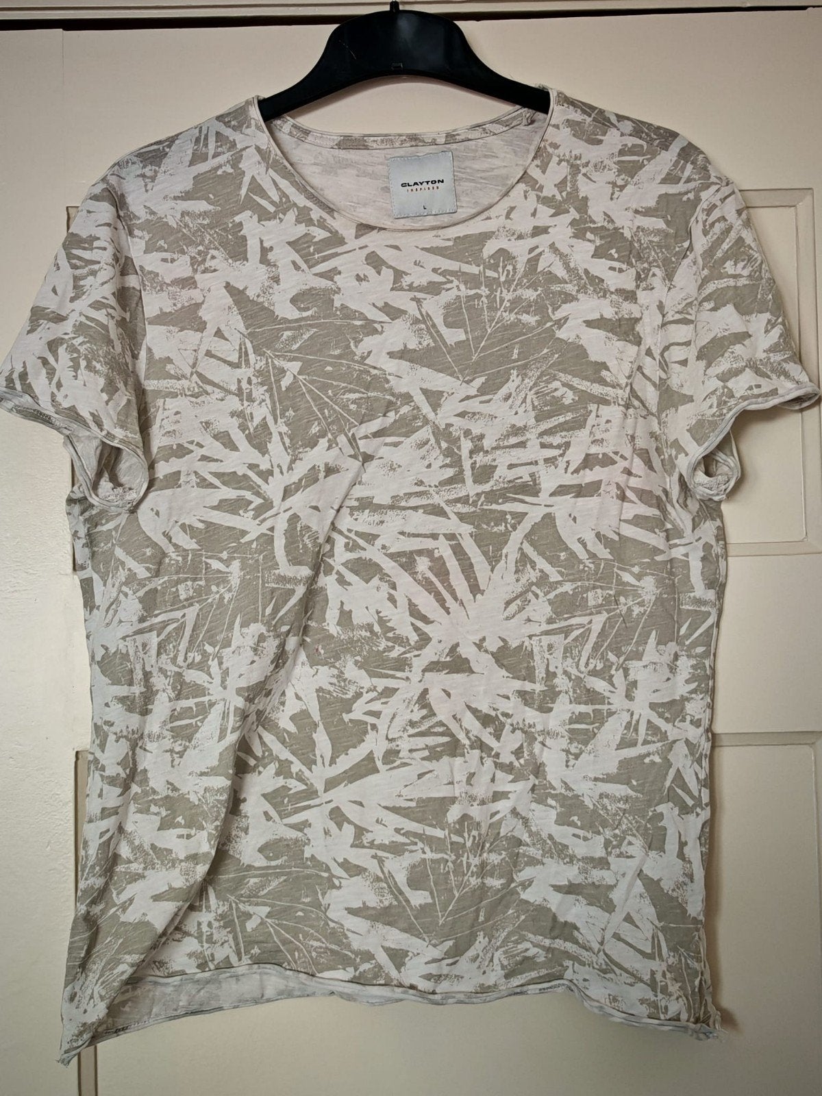 Grijs-wit shirt Clayton, maat L, Maat 52/54 (L), Ophalen of Verzenden, Grijs, Gedragen