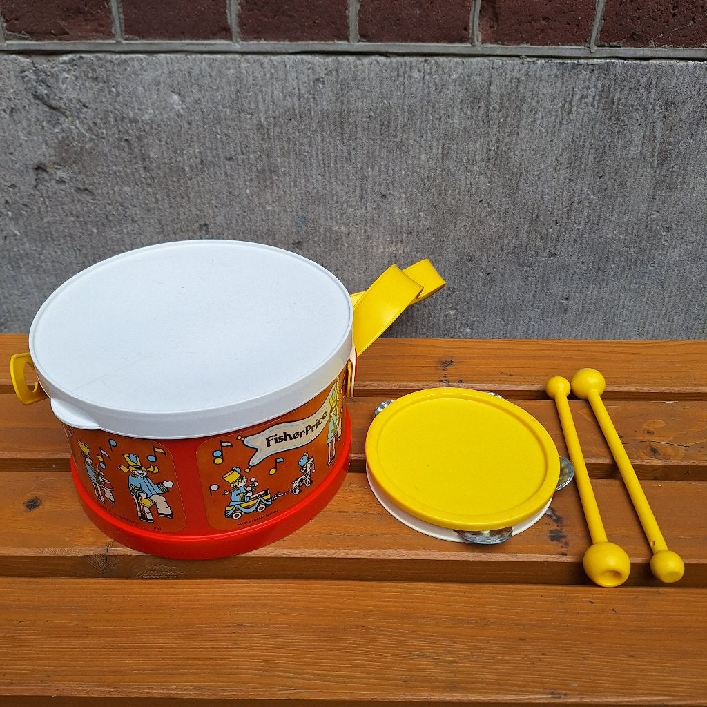 Vintage Fisher Price Muziek Set / Trommel en Tamboerijn, Kinderen en Baby's, Speelgoed | Fisher-Price, -, -, Ophalen of Verzenden