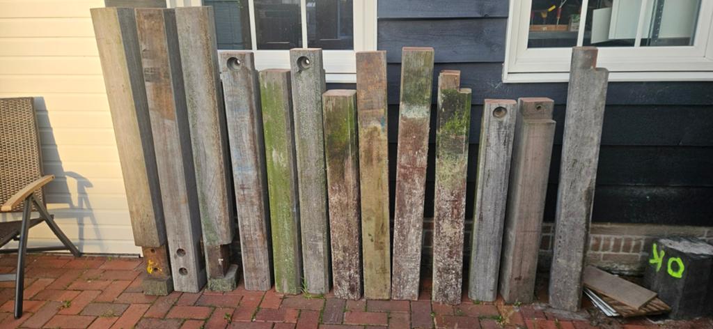 Azobe meerpalen 15x15 cm - sierpalen voor de tuin, Tuin en Terras, Ophalen, Palen
