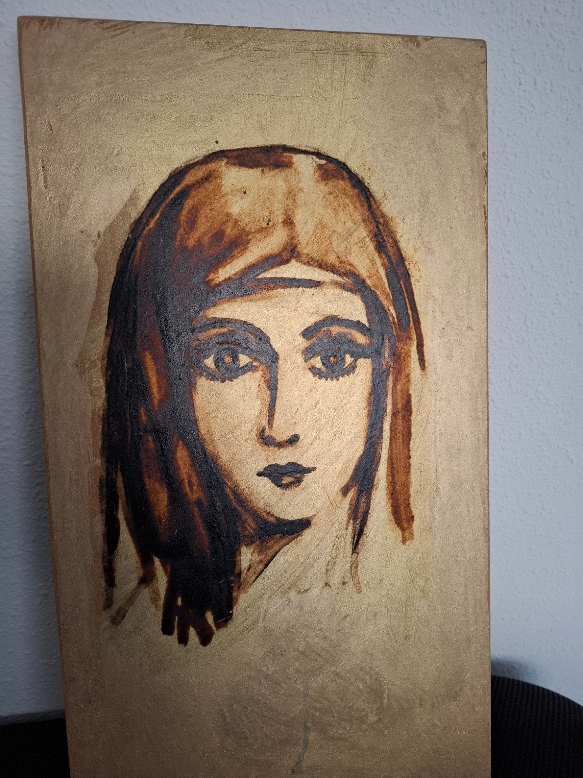 Portret van een vrouw op paneel-uniek werk., Paneel, Portret of Personen, Ophalen of Verzenden, Origineel werk