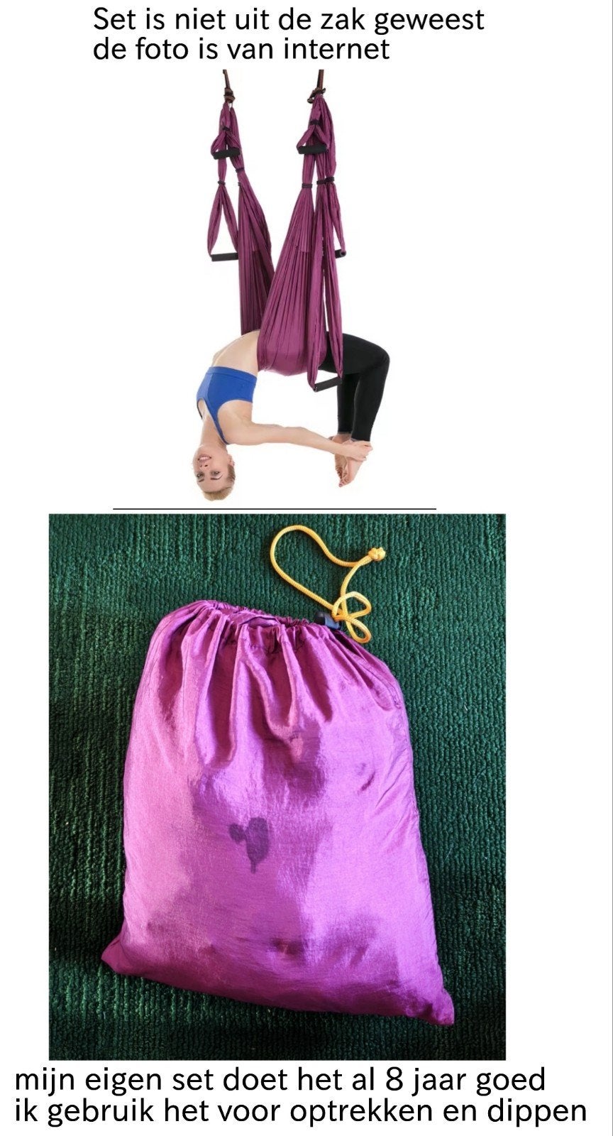 Nieuwe Aerial Yoga Hangmat / Yoga Swing - Paars, Ophalen of Verzenden, Nieuw, Rug, Overige typen