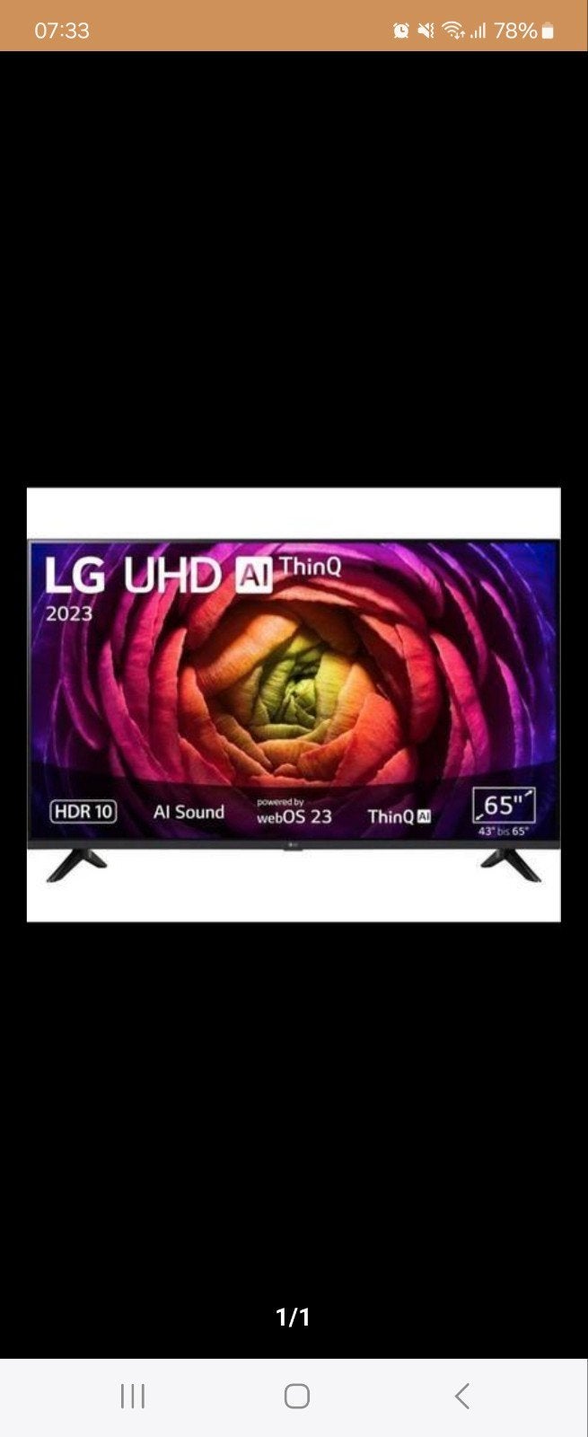 LG UHD AI ThinQ 65 inch 4K Smart TV (2023 model), Ophalen of Verzenden