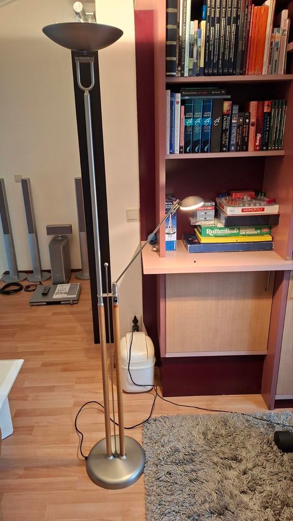 Mooie vloerlamp met leeslamp, Ophalen, Gebruikt, Hout, 150 tot 200 cm