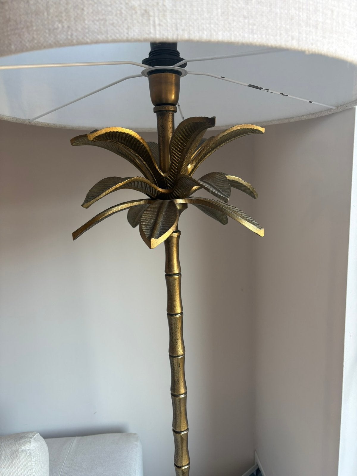 Vloerlamp Light & Living met palmvorm en beige kap, Huis en Inrichting, Lampen | Vloerlampen, Ophalen, Zo goed als nieuw, 150 tot 200 cm