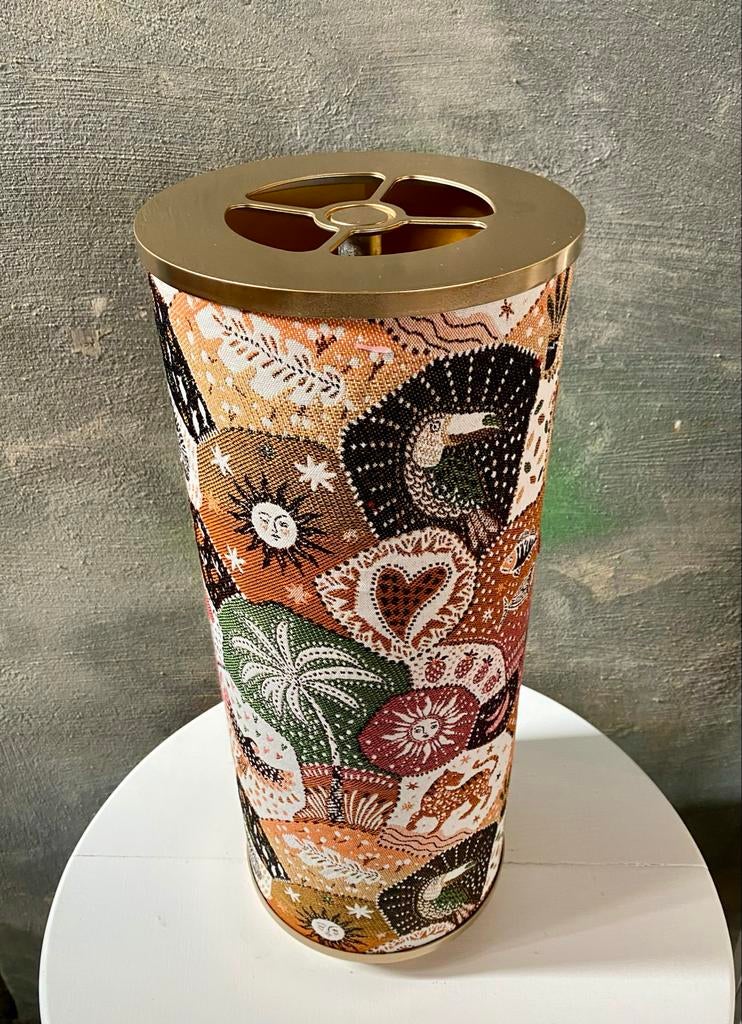 Handgemaakte lamp met stof en gouden binnenkant, Ophalen of Verzenden, Nieuw