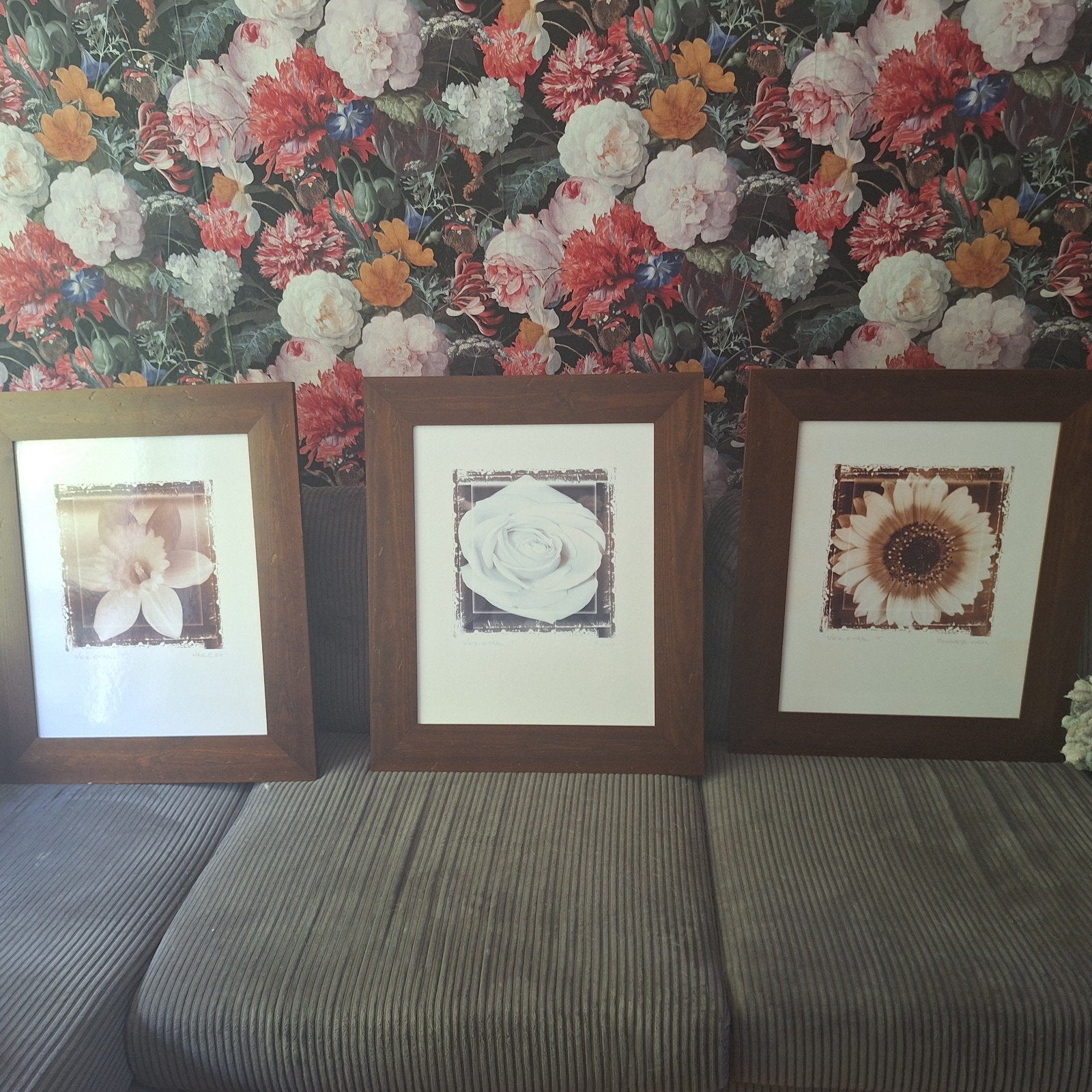 Set van 3 ingelijste bloemenprints - 50x60 cm, Ophalen, 50 tot 75 cm, 50 tot 75 cm, Print