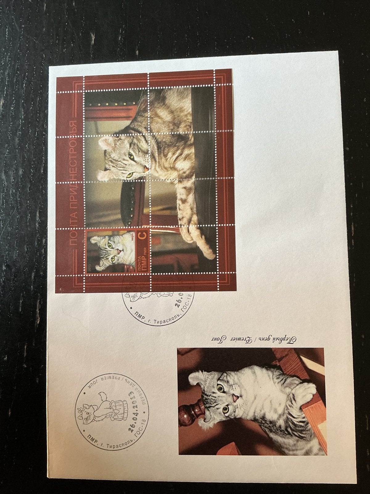 Eerstedagenveloppe Katten Transnistrië - Premier Jour 2013, Postzegels en Munten, Ophalen of Verzenden, Onbeschreven, Rest van de wereld