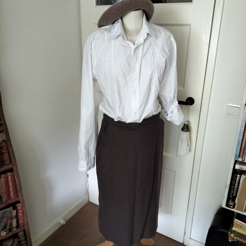 Rok wol bruin (Italiaans merk Max Mara), Maat 38/40 (M), Bruin, Ophalen of Verzenden, Zo goed als nieuw