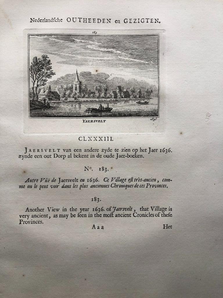183 / Jaarsveld Yaersvelt Kopergravure 1732, Ophalen of Verzenden