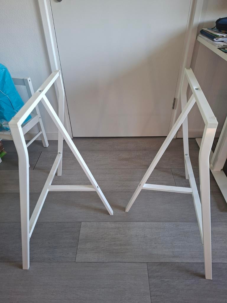 IKEA Lerberg schragen - wit (2 stuks), Ophalen, Tafelpoot, Minder dan 50 cm, Gebruikt