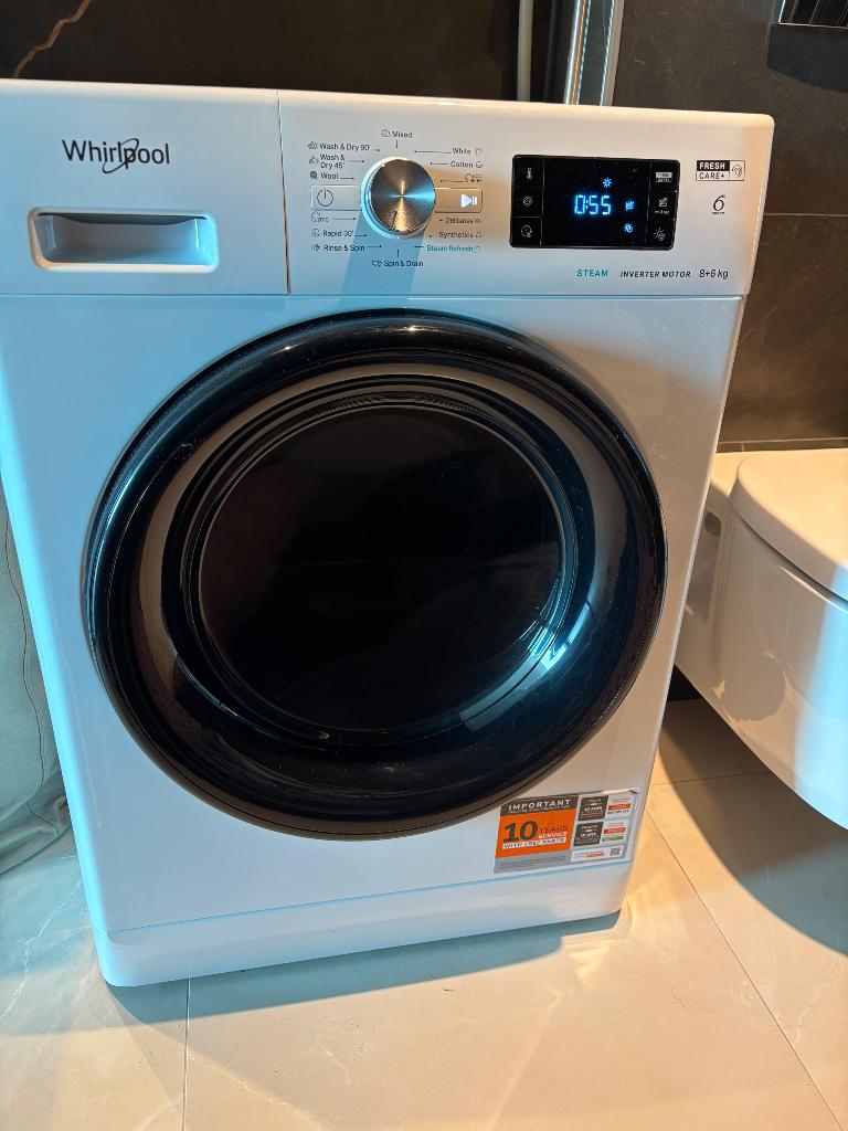 WHIRLPOOL FFWDB 864349 BV, 10 kg of meer, Ophalen, Zo goed als nieuw, 85 tot 90 cm