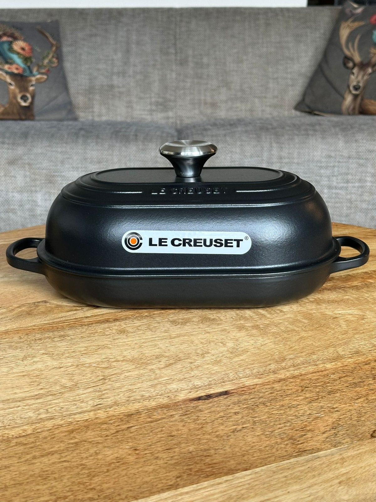 Le Creuset gietijzeren broodpan 29 cm – Mat Zwart (ovaal), Ophalen, Nieuw, Gietijzer, Koekenpan of Braadpan