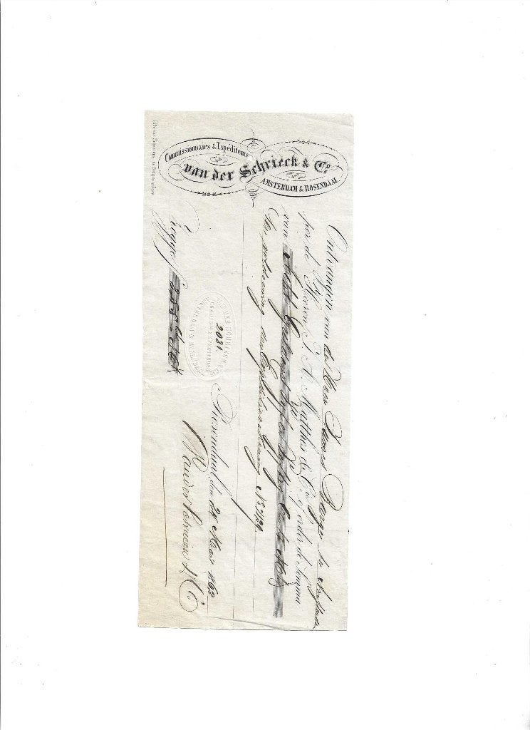 v.d schriek  commissionnairs&expediteurs  rosendaal  1862, Verzenden, Zo goed als nieuw, Overige soorten, Overige typen