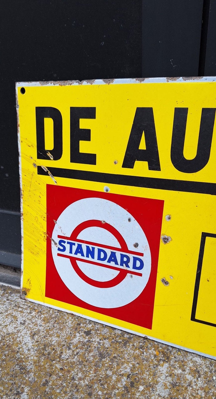 Antiek Standard Oil emaille reclamebord, 30'r jaren, Langcat, Ophalen of Verzenden