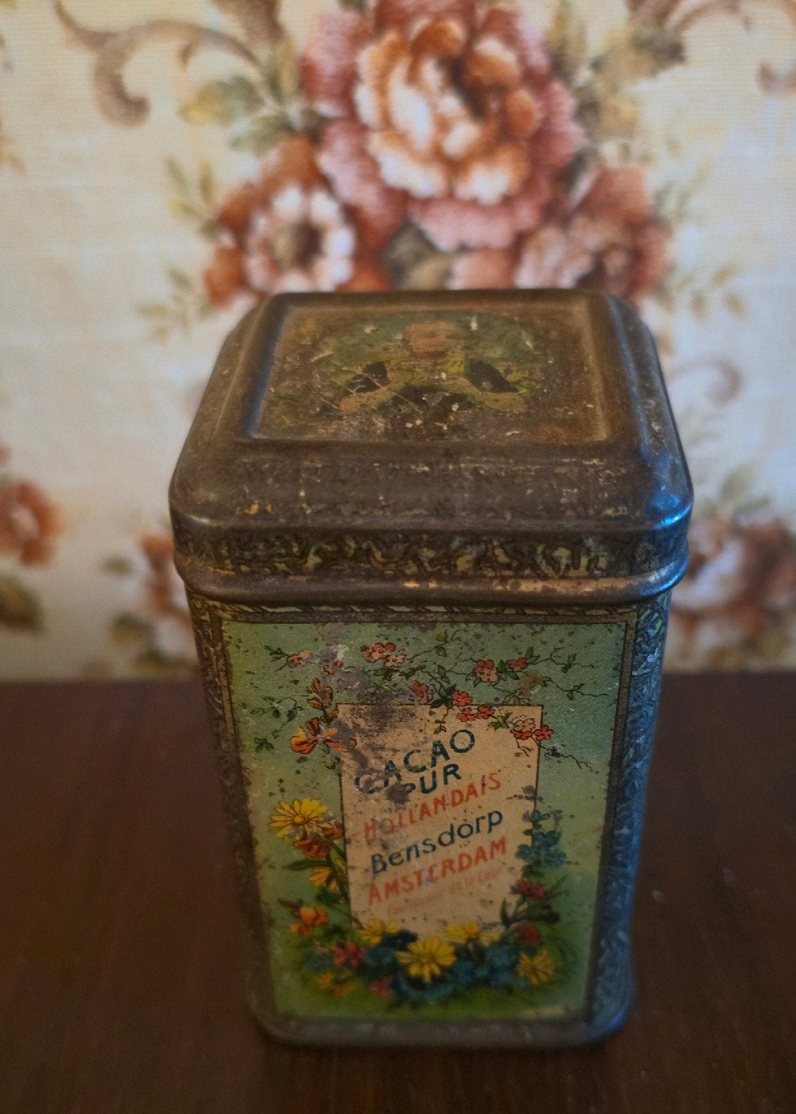 Oud Frans blikje blik Cacao Hollandais Bensdorp Amsterdam, Antiek en Kunst, Ophalen of Verzenden