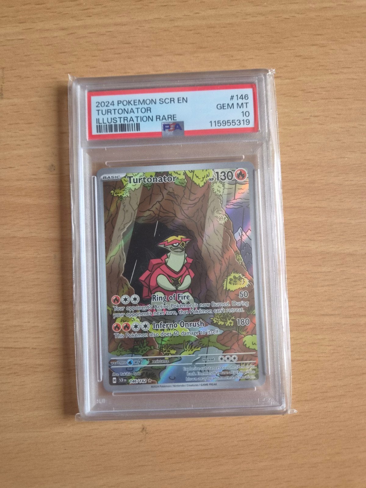 Pokémon Stellar Crown Turtonator 146 PSA 10, Hobby en Vrije tijd, Verzamelkaartspellen | Pokémon, Ophalen of Verzenden, Nieuw