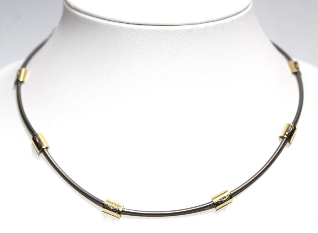 Schitterende 14-KT Geelgoud & Titanium Ketting, Ophalen of Verzenden, Goud, Ketting