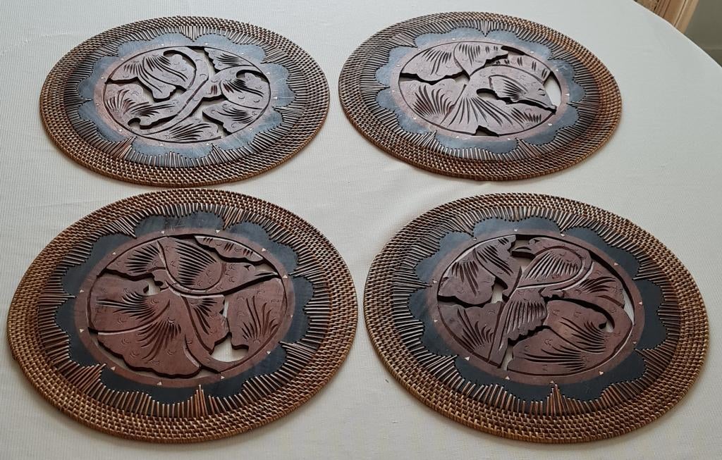 4 Prachtige handgesneden placemats / onderborden, Ophalen of Verzenden