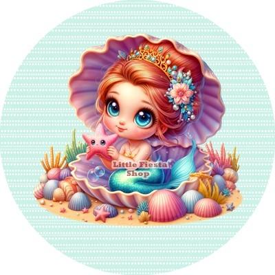 L2140 icing frosting zeemeermin 18cm eetbare taart print, Ophalen of Verzenden, Nieuw, Taarten, Versiering
