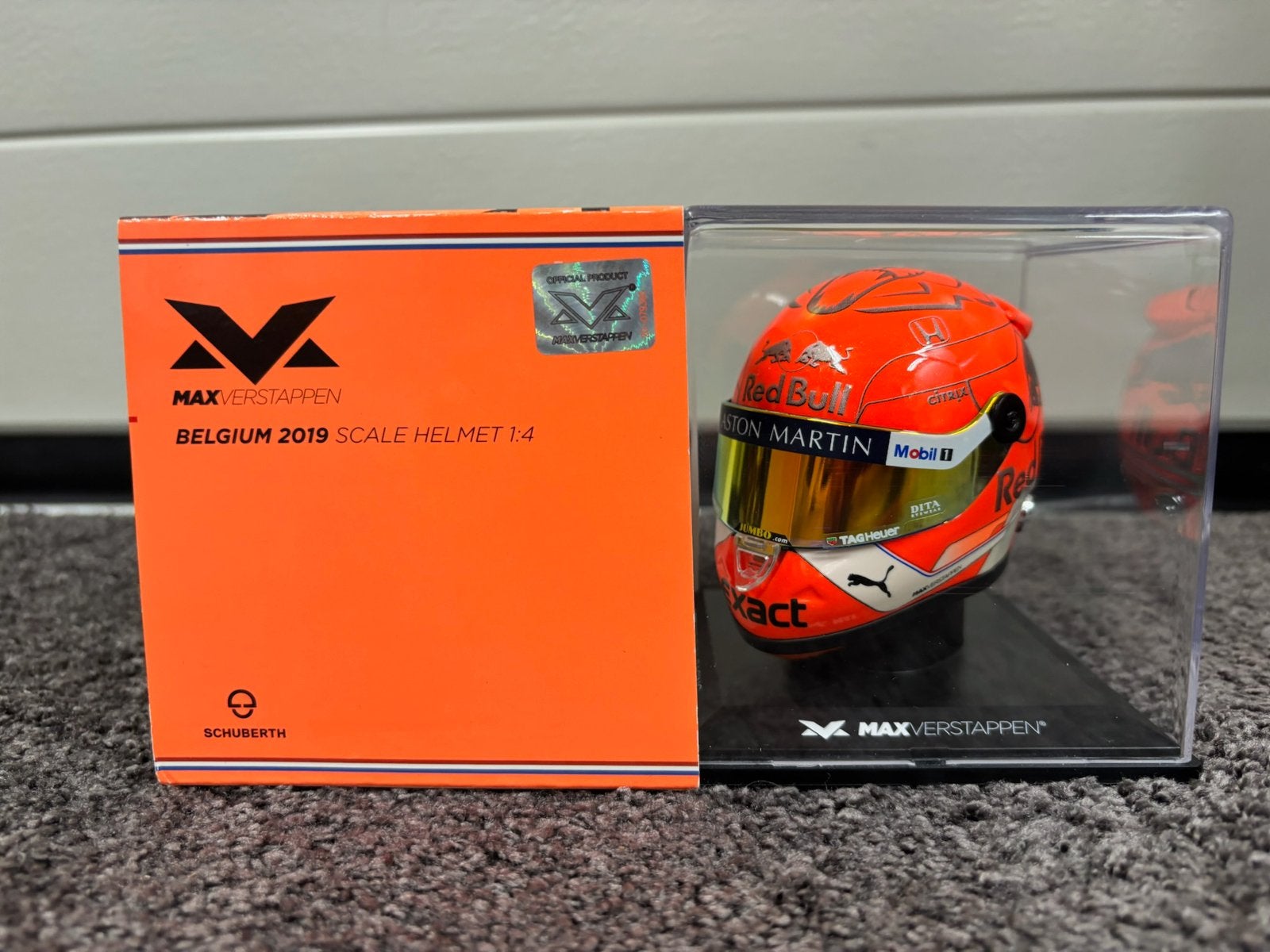 Max verstappen helm 1:4 spa 2019, Verzamelen, Automerken, Motoren en Formule 1, Ophalen of Verzenden, Zo goed als nieuw, Formule 1