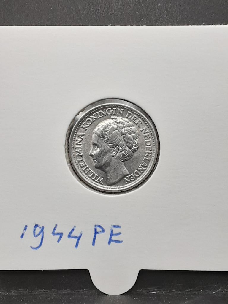 25 cent 1944 PE Koningin Wilhelmina, Zilver, 25 cent, Ophalen of Verzenden, Koningin Wilhelmina