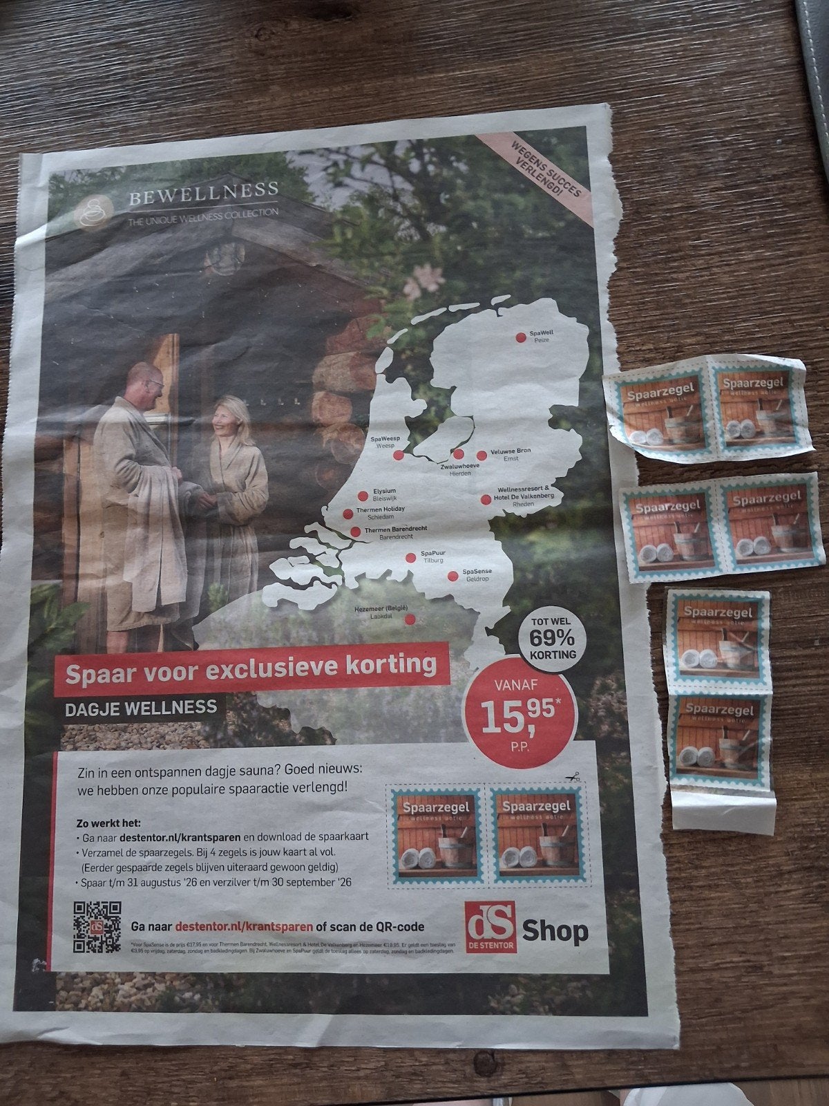 8 saunazegels € 1.25 dat is inclusief verzendkosten, Eén persoon, Kortingsbon, Spa of Sauna