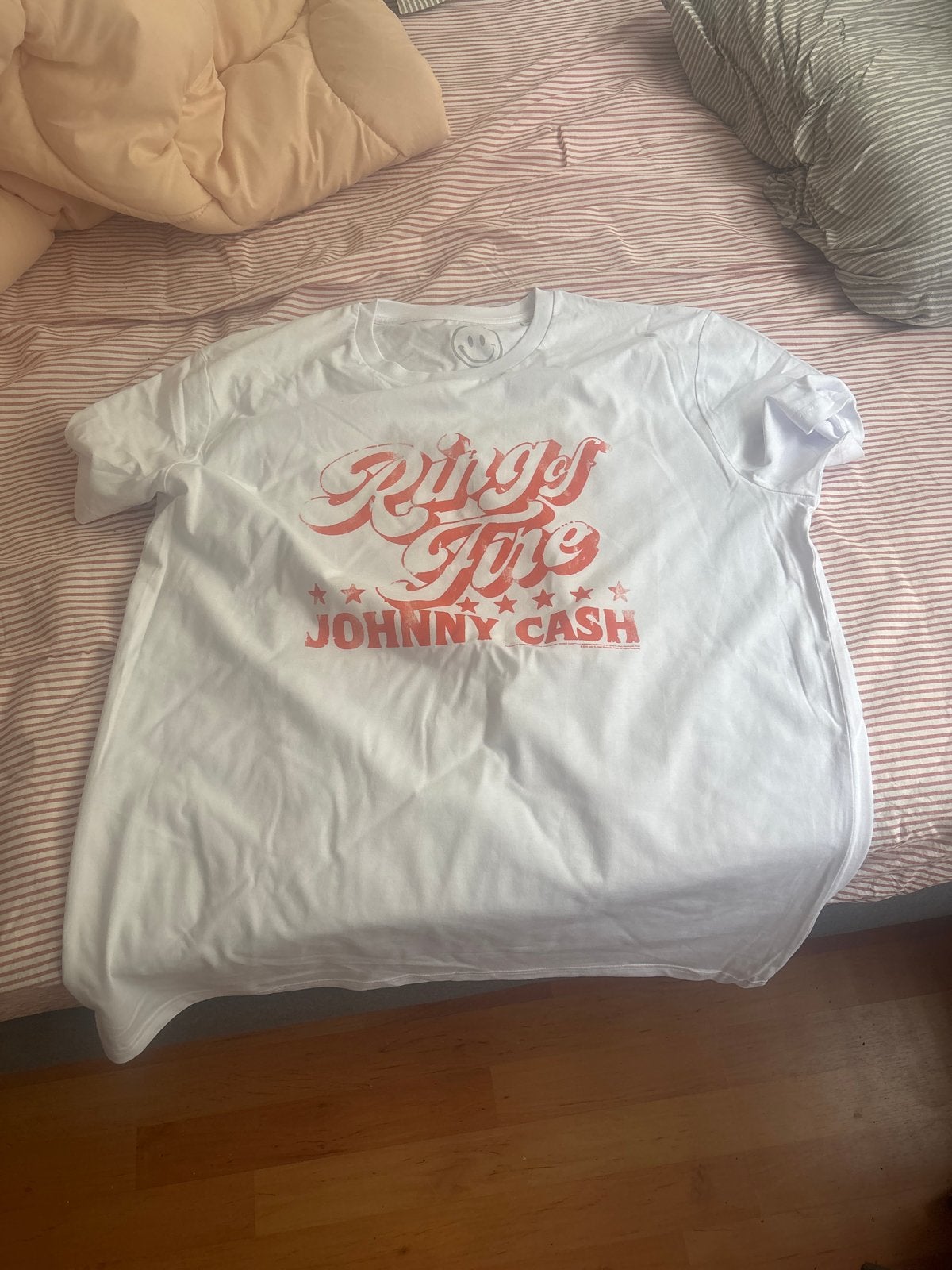 Wit T-shirt met Johnny Cash 'Ring of Fire' print - Maat XXL, Gemachtigd in de eu, Gemachtigd in de eu, Wit, Nieuw
