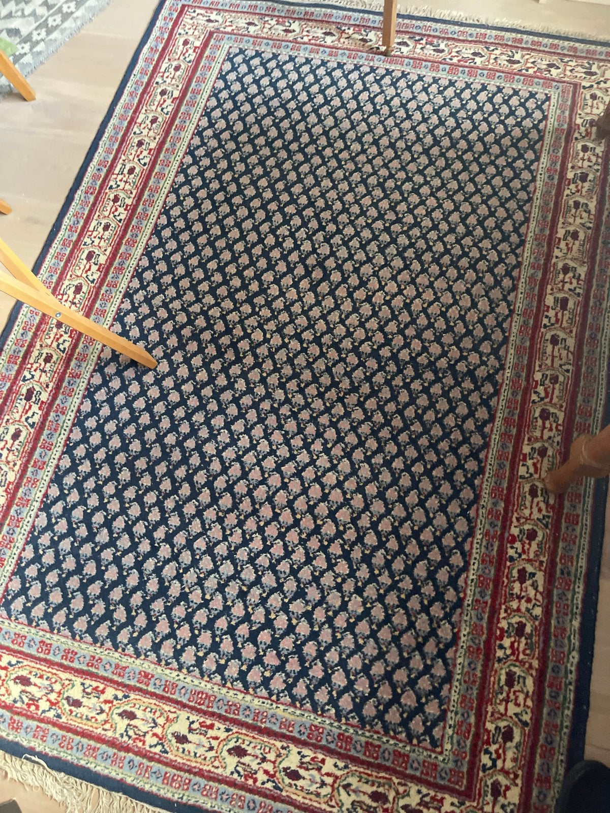 Handgeknoopt Oosters Tapijt India 140x200 cm, Ophalen, Gebruikt, 100 tot 150 cm, Blauw