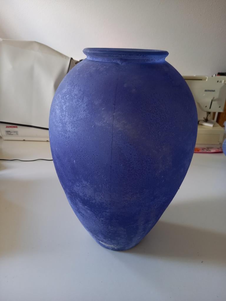 Prachtige blauwe vaas, Blauw, Ophalen of Verzenden, Minder dan 50 cm, Glas
