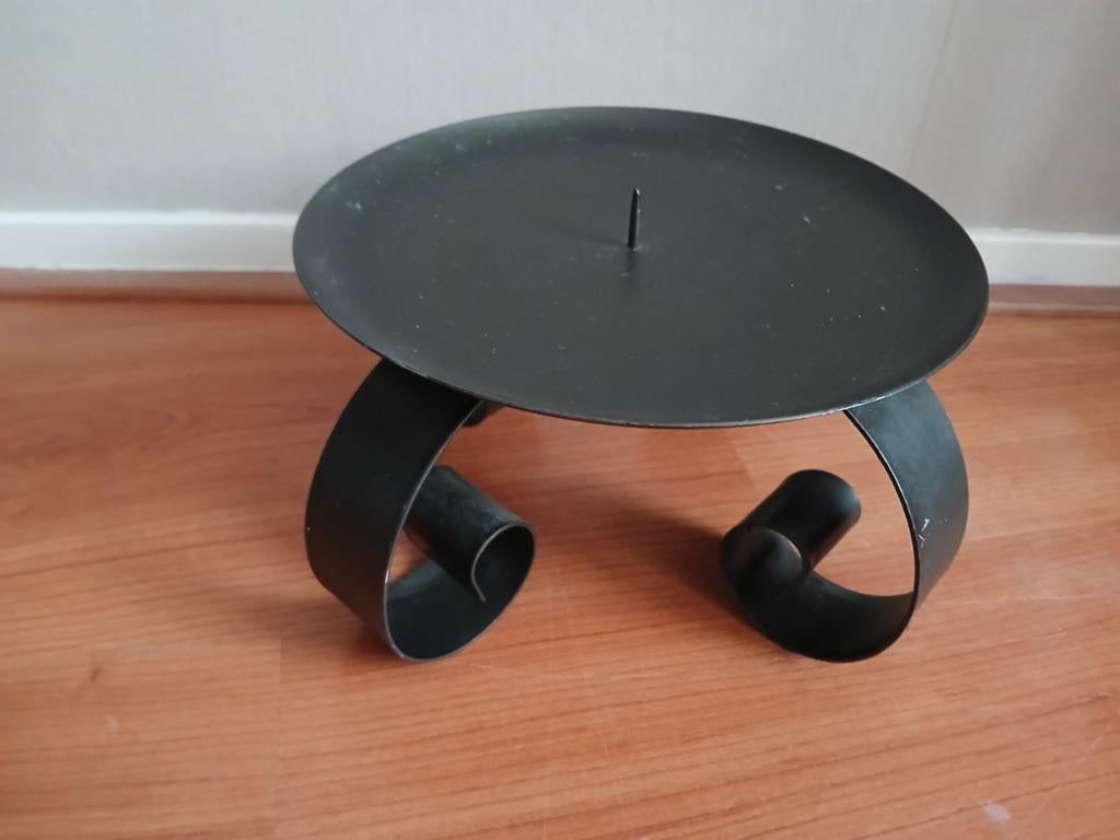Zwarte metalen kandelaar - Modern design, Ophalen of Verzenden