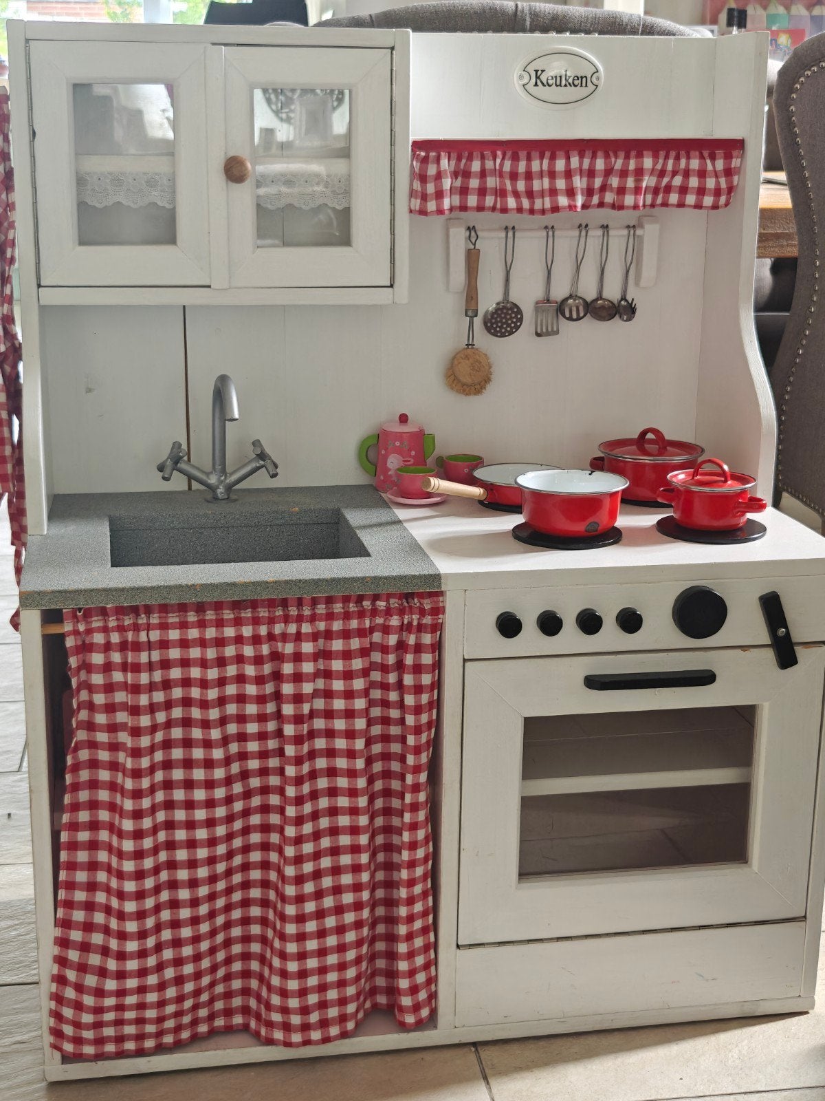 Houten speelkeuken met accessoires, Ophalen, Zo goed als nieuw, Hout, Speelkeuken
