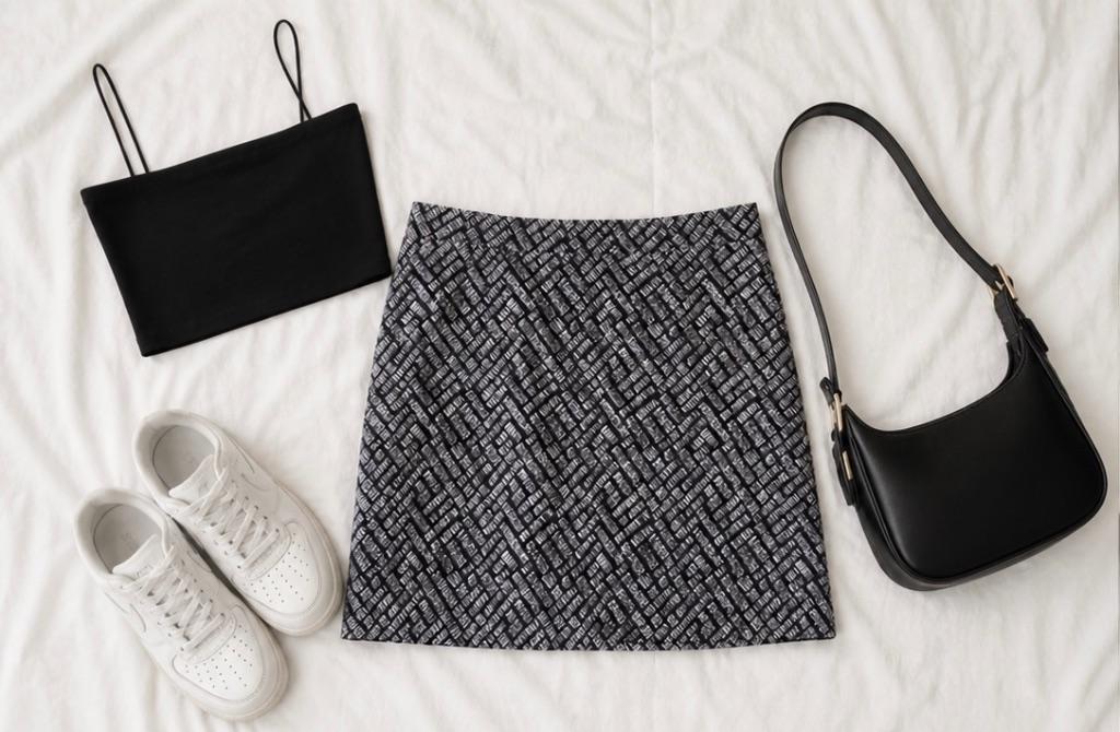 H&M A-lijn zwart wit rokje NIEUW maat S, H&M, Zwart, Nieuw, Ophalen of Verzenden