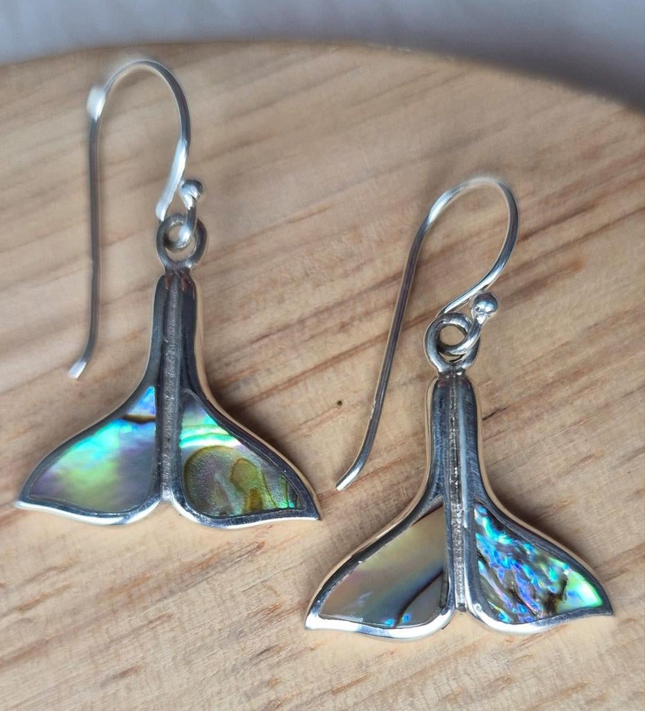 Zilveren oorhangers met Abalone, Hangers, Blauw, Nieuw, Ophalen of Verzenden