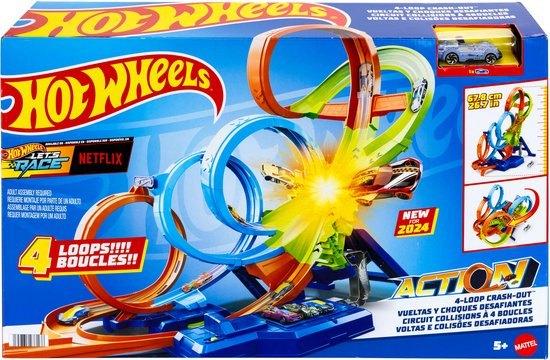 Hot Wheels 4-Loopings Crash Baanset - Racebaan, Kinderen en Baby's, Nieuw, Ophalen of Verzenden, Hot Wheels, Www.loods56.nl